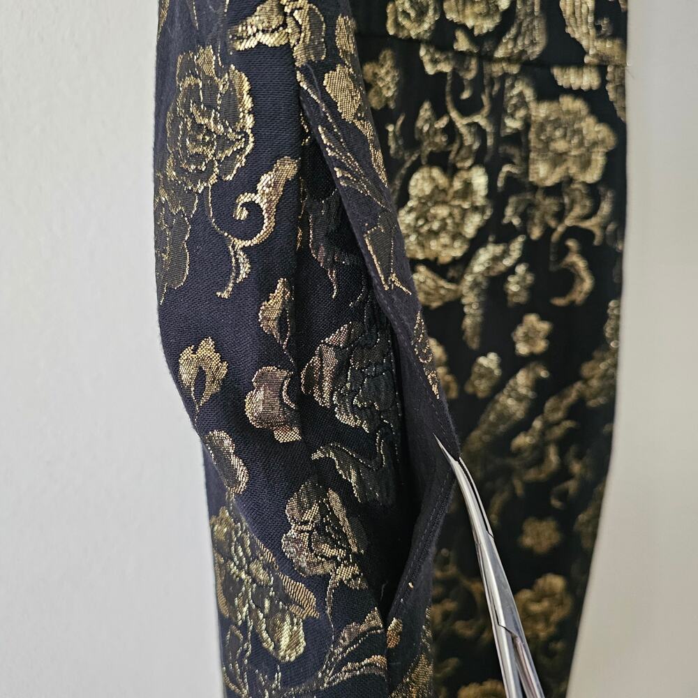 MAEVE Antropologie NWT Black & Gold Slim Jacquard Botanical Mini Dress Sz 14 - Picture 6 of 16